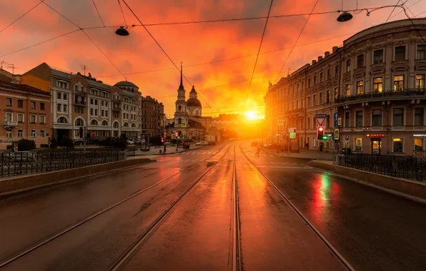 Picture Eduard Gordeev, the dawn the sun, Saint Petersburg, Belinsky street
