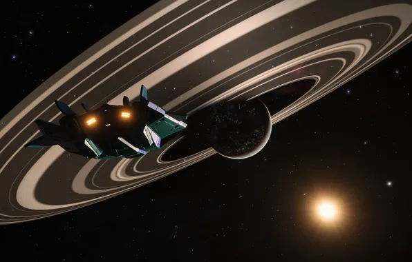 The game, ship, Planet, Star, Ring, Elite: Dangerous, Asp Explorer