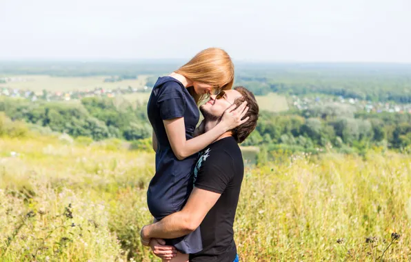 Summer, grass, girl, the sun, joy, happiness, landscape, nature