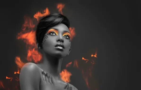 Fire, portrait, makeup, Alternative Edit, Pheonix