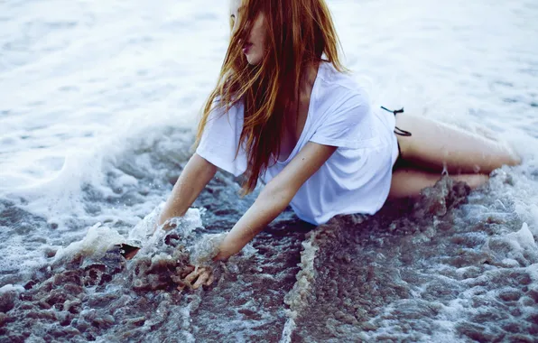 Wave, girl, squirt, red
