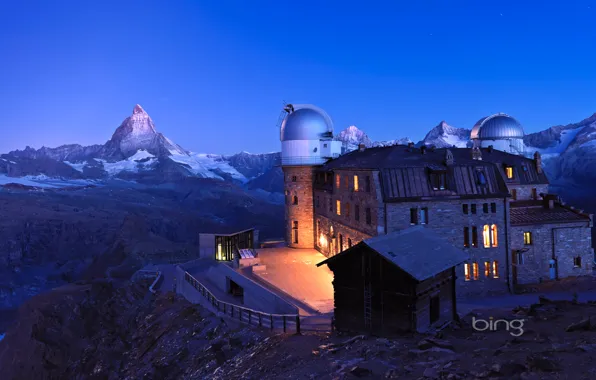 The sky, mountains, Switzerland, Switzerland, Observatory, Zermatt, weather station, Sand Hotel