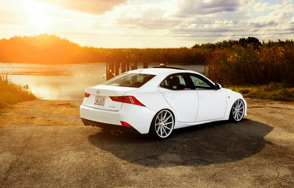 Lexus, white, vossen wheels, IS F-sport