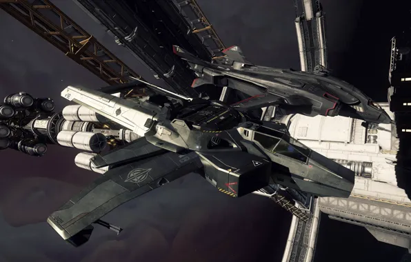 Picture space, station, starship, Hornet, Star Citizen
