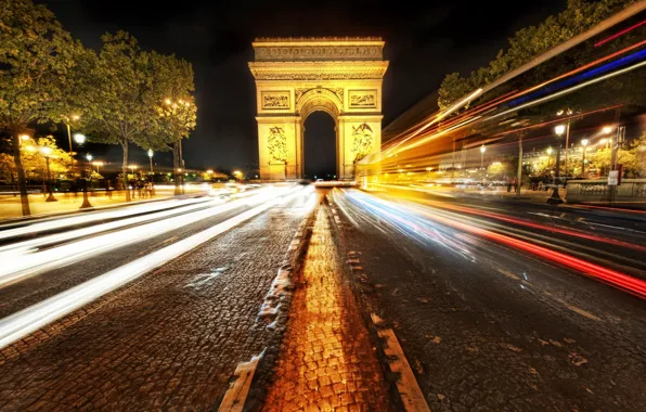 Night, Paris, France, paris, france, Arc de Triomphe