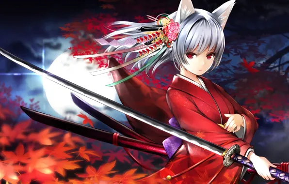 Picture look, girl, sword, anime, art