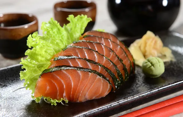 Greens, rolls, sushi, sushi, rolls, Japanese cuisine, greenery, decoration