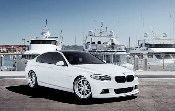 BMW, yachts, BMW, pier, white, white, the front part, F10