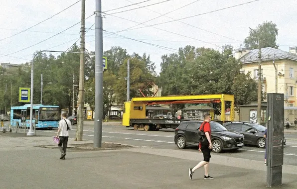 The city, tram, repair equipment, end of August 2024