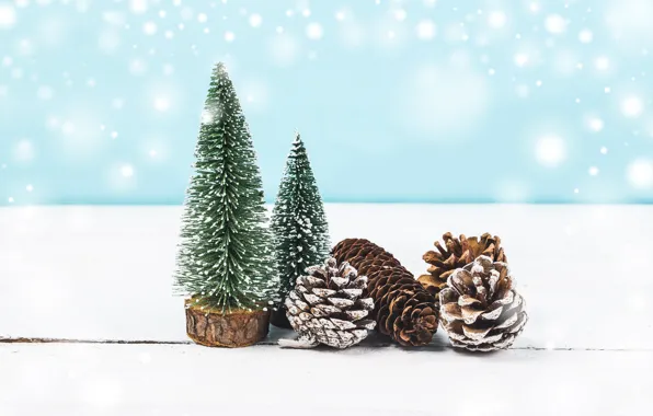 Winter, background, tree, new year, Christmas, bumps, decor, Valeria Maksakova