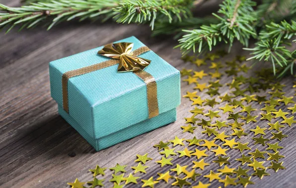 Gift, New Year, stars, Merry Cristmas, gift, decoration