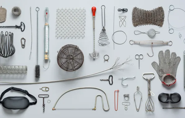 Corkscrew, spring, set, stand, utensils, thermometer, jigsaw