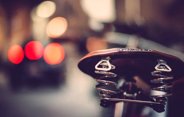 Macro, bike, lights, saddle, bokeh, seat