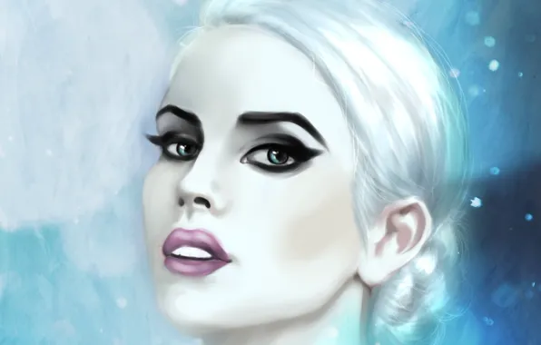 Picture cold, eyes, look, girl, snow, face, makeup, art
