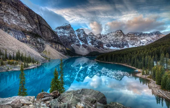 Forest, mountains, nature, lake, Canada