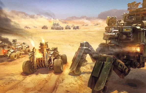 Machine, desert, smoke, the opposition, technique, Crossout