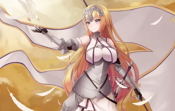 Girl, background, flag, art, Fate/Apocrypha, Fate - Apocrypha, Joan of Arc, Fate Apocrypha