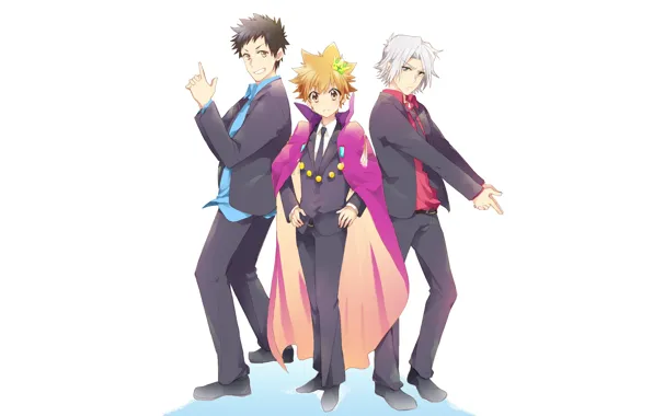 Anime, art, guys, king, Katekyo Hitman Reborn, bodyguards, Teacher mafia Reborn