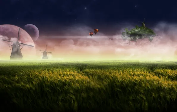 Grass, island, mill, volatile