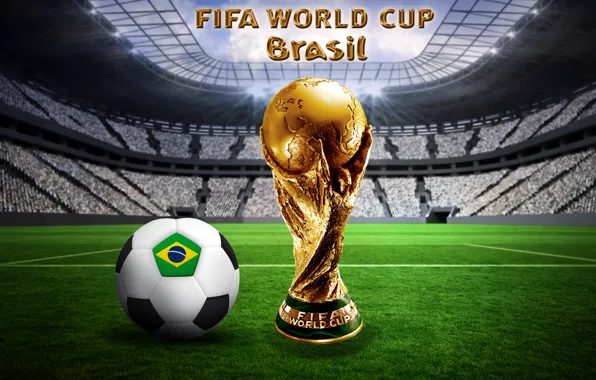 Picture football, the ball, Brazil, stadium, football, flag, ball, world Cup