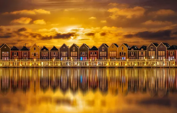 Night, lights, home, Netherlands, Houten