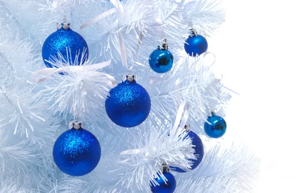 Balls, balls, toys, tree, New Year, Christmas, white, Christmas