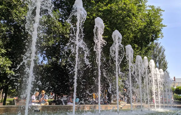 Summer, water, the city, Park, people, heat, fountain
