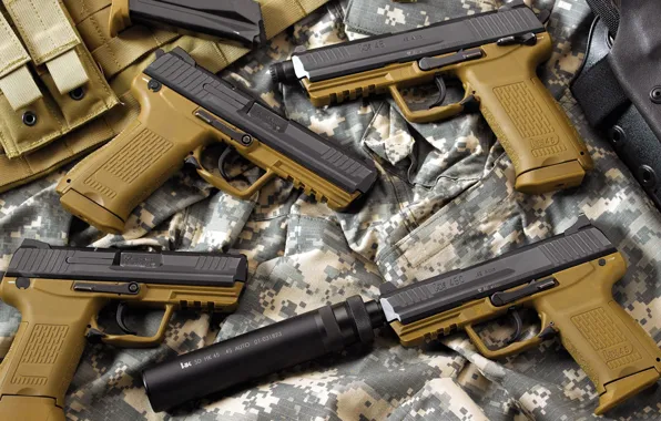 Picture Germany, muffler, Heckler &amp; Koch, automatic pistol, .45 ACP, HK45