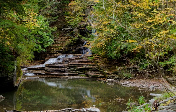 Picture Waterfall, Autumn, USA, USA, Fall, Autumn, Waterfall, Ithaca