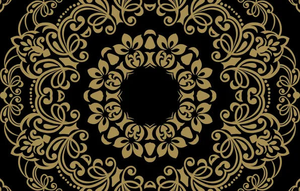Picture background, black, gold, ornament, pattern, ornament, seamless