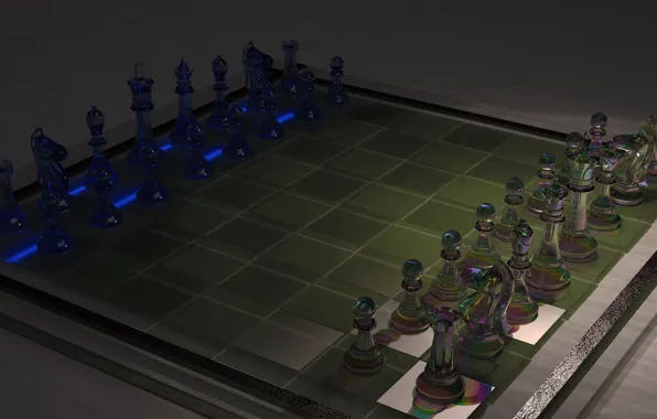 Glass, chess, art, Board, ahmet bozdag, chess 3d work