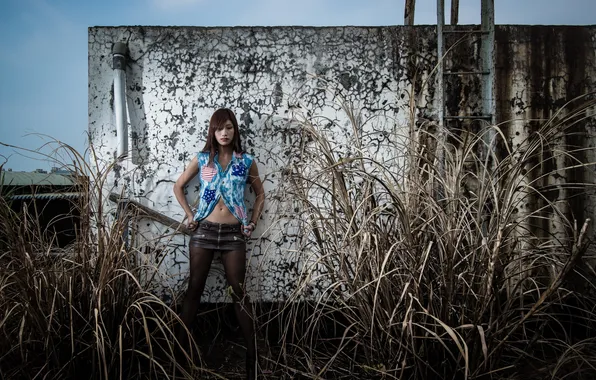 Girl, background, Asian