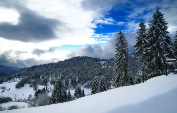 Winter, the sky, snow, mountains, Germany, ate, valley, Germany