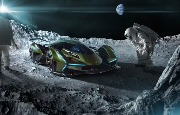 Lamborghini, The moon, Earth, The astronauts, The concept car, Concept car, Astronauts, The perfect virtual …