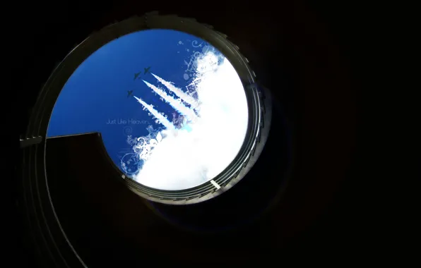 The sky, the inscription, shadow, minimalism, aircraft, ladder, mine