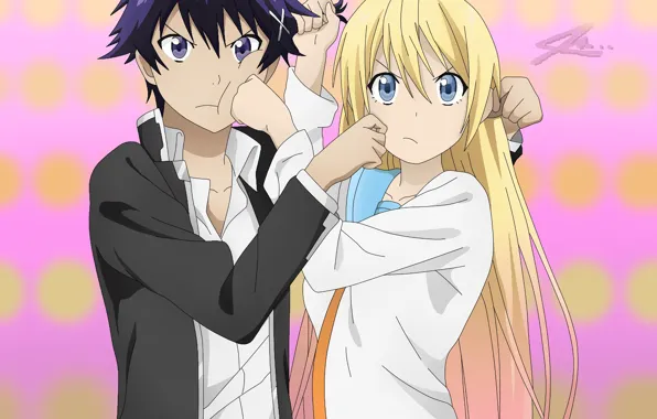 Girl, art, pair, guy, two, Nisekoi, Feigned love