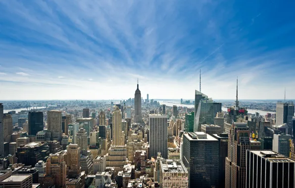 Picture the sky, New York, skyscrapers, panorama, USA, Manhattan