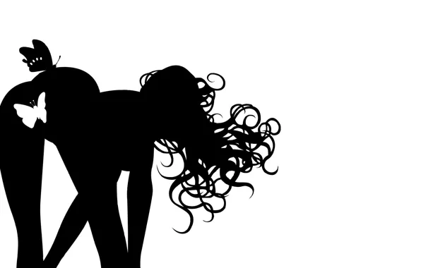 Butterfly, hair, silhouette