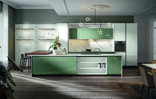Style, Villa, interior, Italy, kitchen, dining room, dining area, Italian design