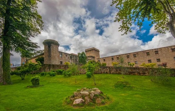 Picture the sky, clouds, trees, Park, lawn, garden, Castle, sky