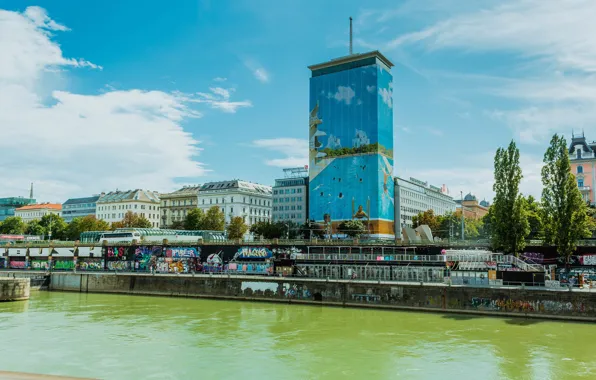 Picture the city, river, photo, Austria, Vienna