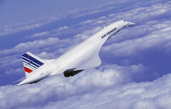 Picture sky, clouds, airplane, aviation, liner, supersonic, concorde