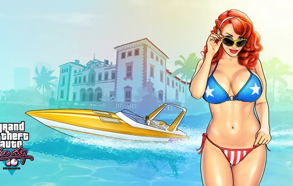Picture girl, boat, Vice City, Gta, Candy Suxxx