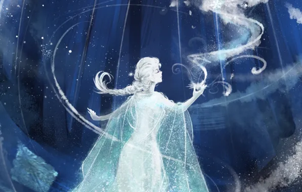 Girl, snow, art, Frozen, Elsa, Elsa, Cold heart