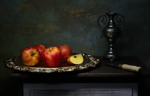 Background, apples, dark, still life