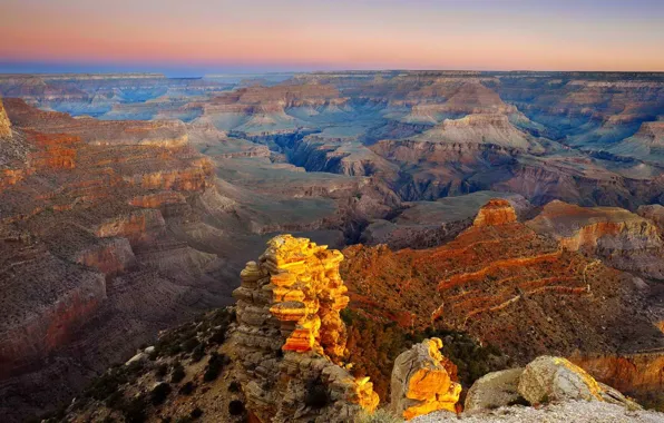 Picture the sky, sunset, mountains, horizon, canyon, America