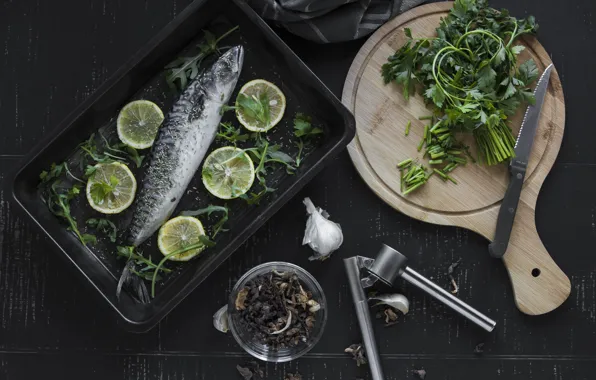 Greens, Fish, Garlic
