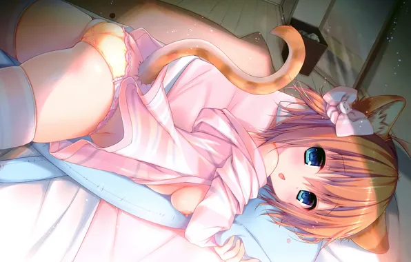 Girl, sexy, lingerie, ass, pantsu, panties, thighhighs, erect nipples