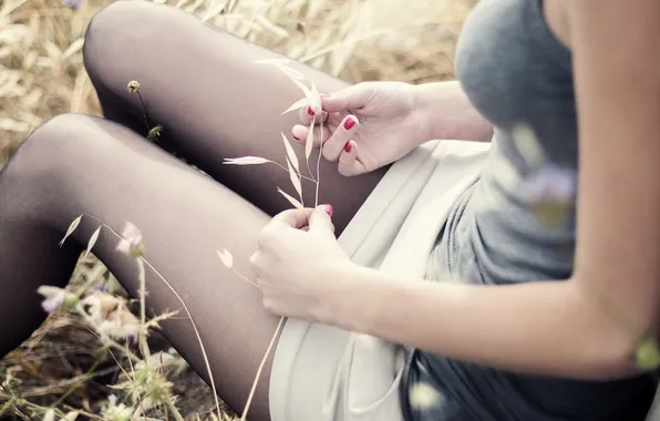 Summer, girl, flowers