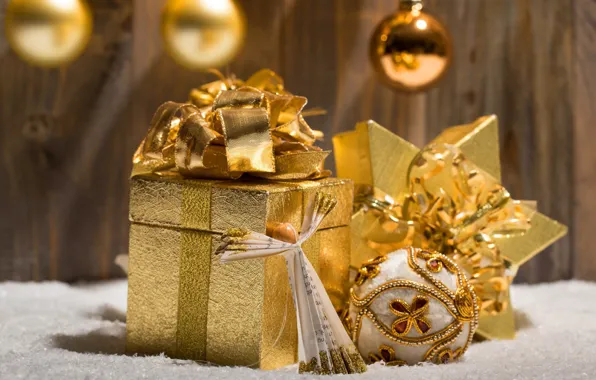 Picture balls, decoration, gold, gift, tape, decoration